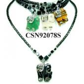 Assorted Colored Semi precious Stone Elephant Pendant Hematite Beads Stone Chain Choker Fashion Women Necklace